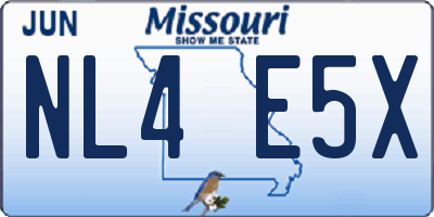 MO license plate NL4E5X