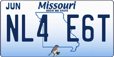 MO license plate NL4E6T