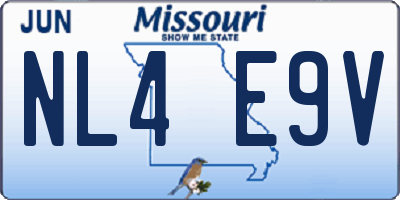 MO license plate NL4E9V