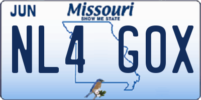 MO license plate NL4G0X