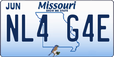 MO license plate NL4G4E