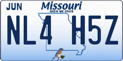 MO license plate NL4H5Z