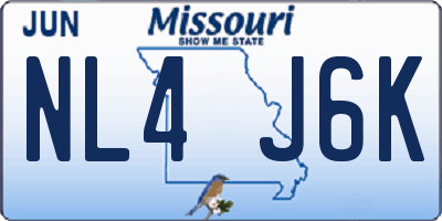 MO license plate NL4J6K