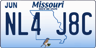 MO license plate NL4J8C