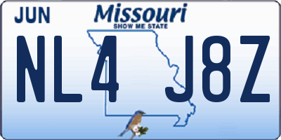 MO license plate NL4J8Z