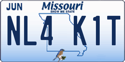 MO license plate NL4K1T