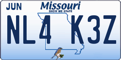 MO license plate NL4K3Z