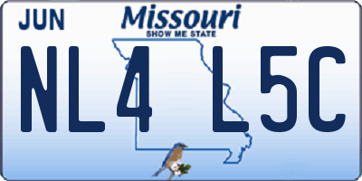MO license plate NL4L5C