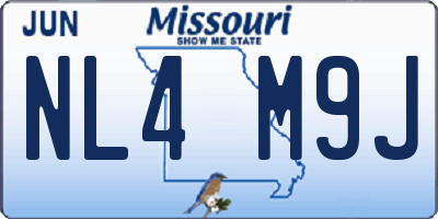 MO license plate NL4M9J