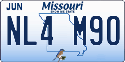 MO license plate NL4M9O