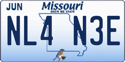 MO license plate NL4N3E