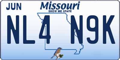 MO license plate NL4N9K