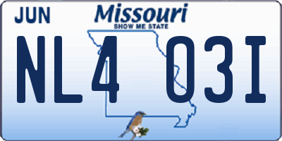 MO license plate NL4O3I