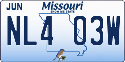 MO license plate NL4O3W