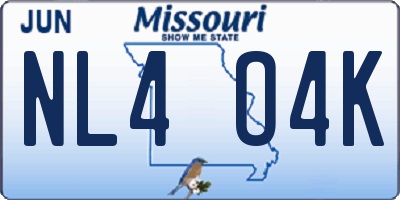 MO license plate NL4O4K