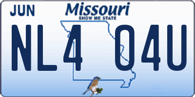MO license plate NL4O4U