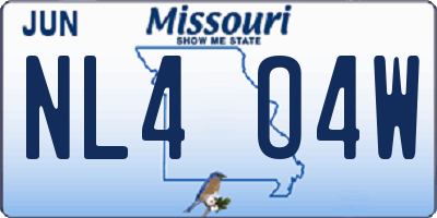 MO license plate NL4O4W