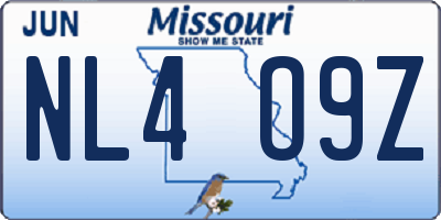 MO license plate NL4O9Z