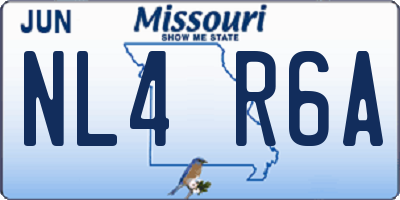 MO license plate NL4R6A