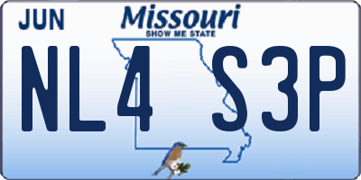 MO license plate NL4S3P
