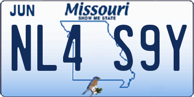MO license plate NL4S9Y