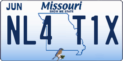 MO license plate NL4T1X