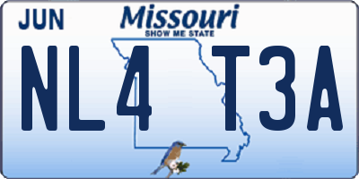 MO license plate NL4T3A