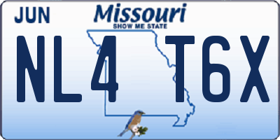 MO license plate NL4T6X