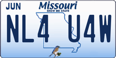 MO license plate NL4U4W