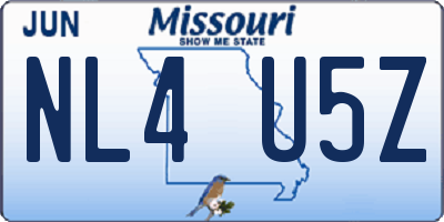 MO license plate NL4U5Z