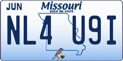 MO license plate NL4U9I