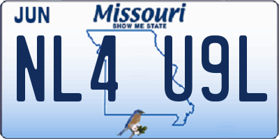 MO license plate NL4U9L