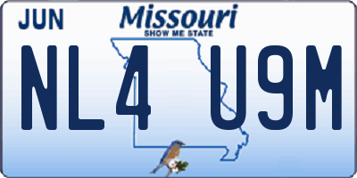 MO license plate NL4U9M