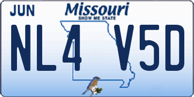 MO license plate NL4V5D