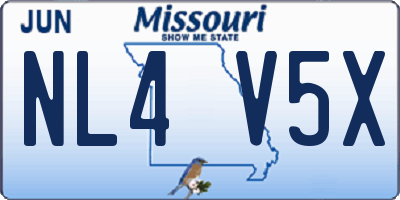 MO license plate NL4V5X