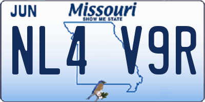 MO license plate NL4V9R