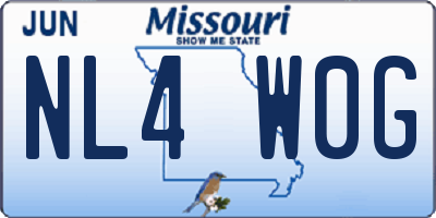 MO license plate NL4W0G