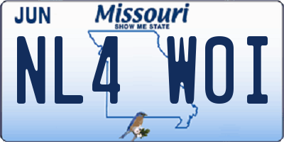MO license plate NL4W0I