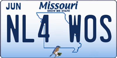 MO license plate NL4W0S