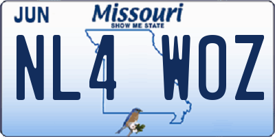 MO license plate NL4W0Z