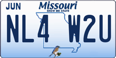 MO license plate NL4W2U