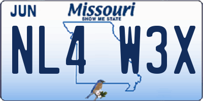 MO license plate NL4W3X