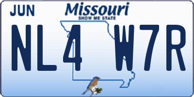 MO license plate NL4W7R
