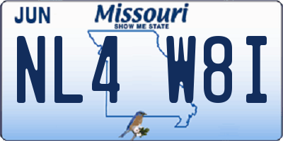MO license plate NL4W8I