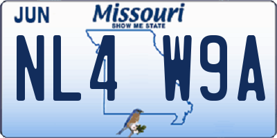 MO license plate NL4W9A
