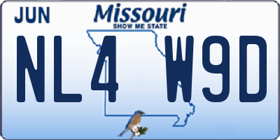 MO license plate NL4W9D