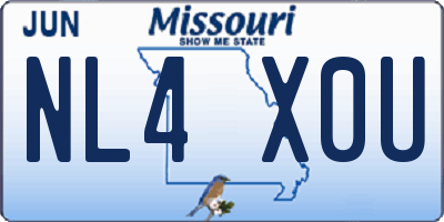 MO license plate NL4X0U