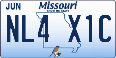 MO license plate NL4X1C