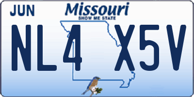 MO license plate NL4X5V