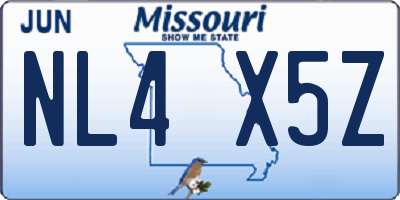 MO license plate NL4X5Z
